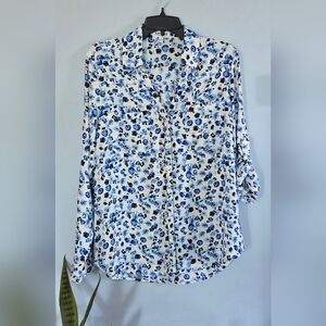 Floral Blue and White Express Portofino Shirt